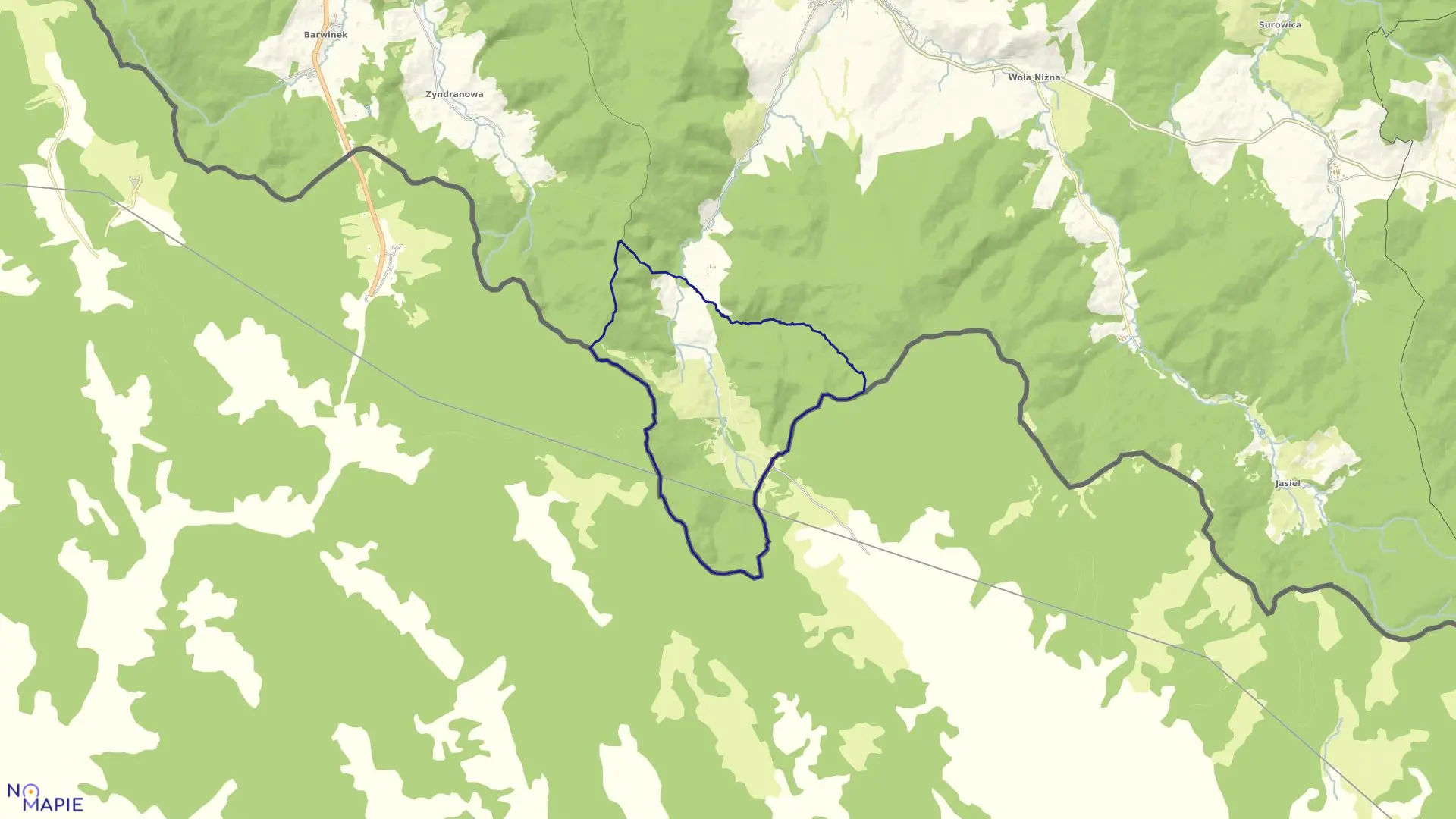 Mapa obrębu Czeremcha w gminie Jaśliska