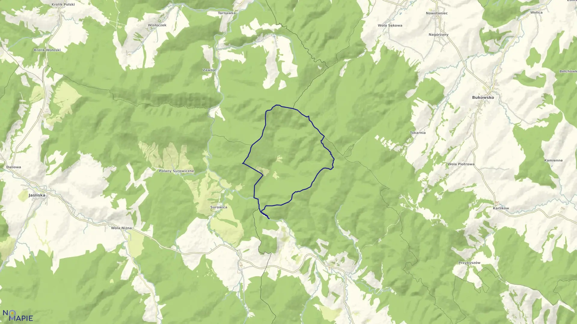 Mapa obrębu Darów w gminie Jaśliska